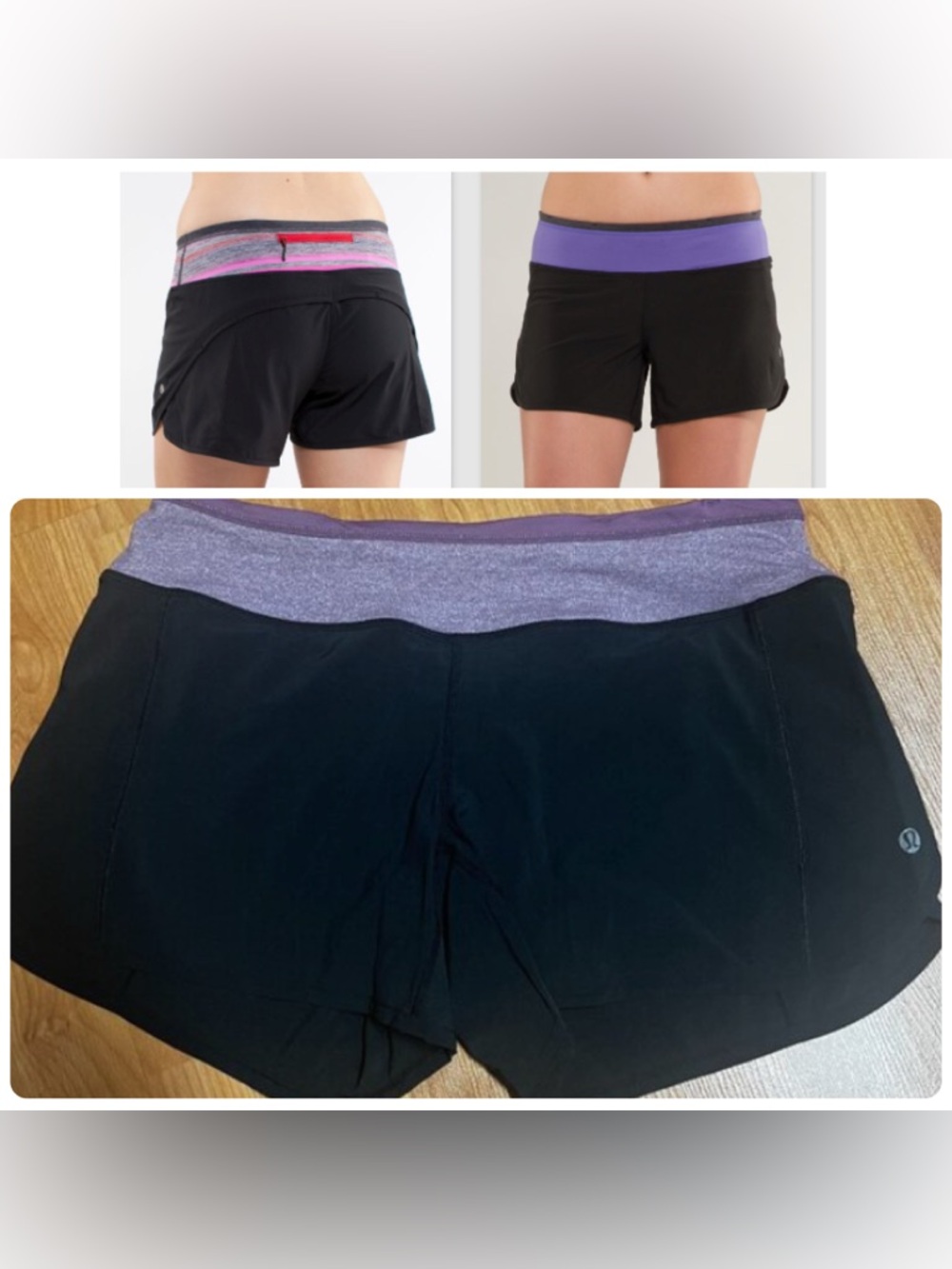 EUC Lululemon Turbo Run Short -  Black / Heathered Pink (Size 6)